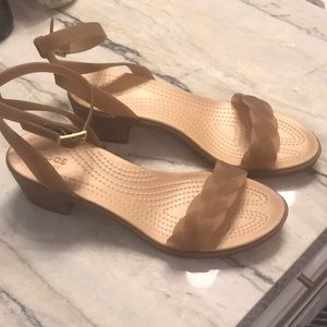 Crocs stacked heels with ankle strap